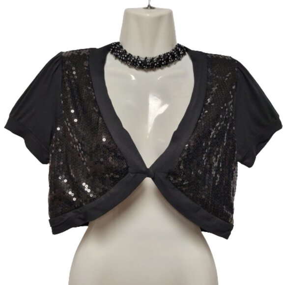 Black Sequin Bolero Size M - Picture 1 of 9